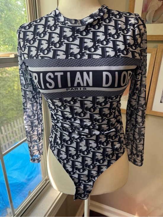 Dior Tops - Dior Navy and White Monogram Long Sleeve Top